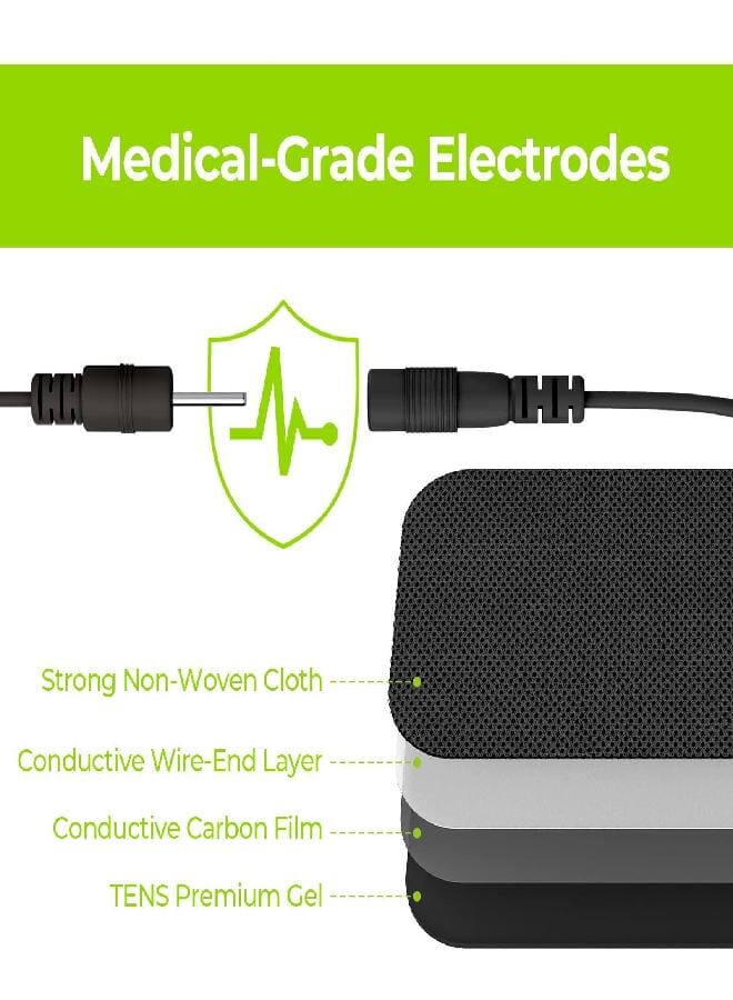 AUV0N AUVON TENS Unit Replacement Pads Combination Set, 20 Packs Multiple Sizes Electrodes for TENS Unit, Reusable and Latex Free Pigtail TENS Pads for Multiple Pain Relief (2mm Connector) (Black) - Image 4